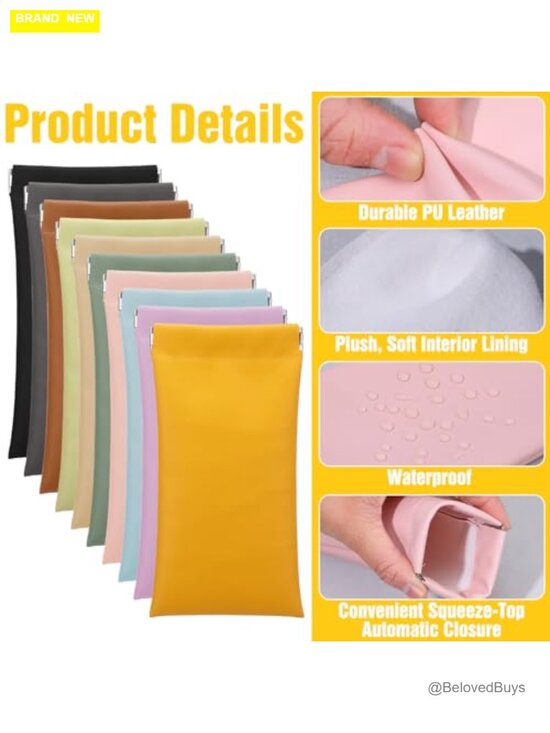 20 Pack PU Leather Sunglasses Case Pouch with Squeeze Top Closure main image 6